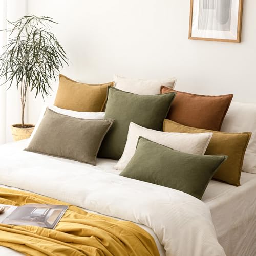 Linen Solid Decorative Throw Pillow Covers 18x18 Orange Brown (18" x 18" (Pack of 2) / Hazel)