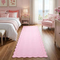 2.5x8 Scalloped Washable Runner Rug Non Slip Hallway Kitchen Rug (Pink / 2'6" x 8' (Rectangular))