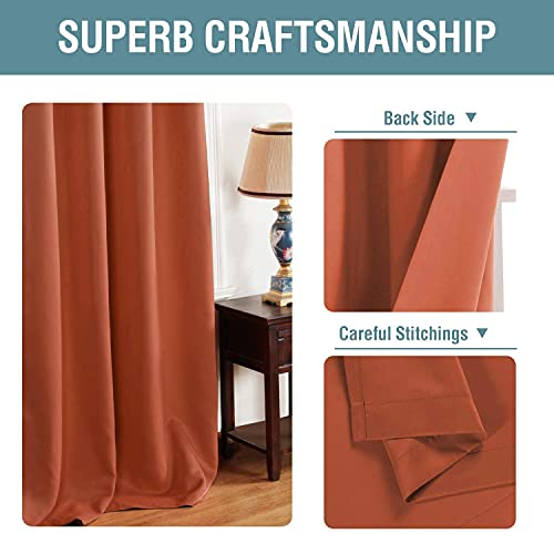 Blackout Curtain for Living Room Thermal Insulated Window Treatment Curtain Extra Long 108 inch Length Energy Saving Solid Grommet Top Blackout Drape (52"W x 108"L (Pack of 1) / Orange)