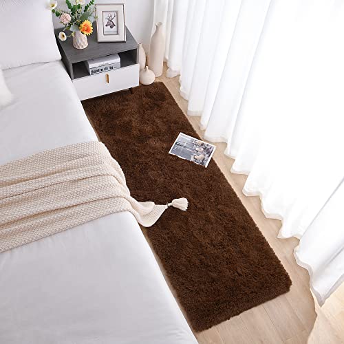 Soft Runner Rug for Bedroom Living Room Plush Fluffy Rug 2x6 (Coffee / 2' x 6' (Rectangular))