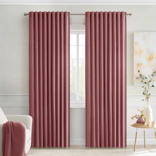 Dusty Rose Back Tab Blackout Curtains 52x84 Inch Length 2 Panels Set (Dusty Rose / 52"W x 84"L (Pack of 2))