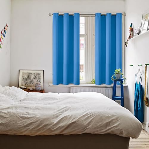 Short Curtains for Small Window 45 Inch Long (Classic Blue / 38"W x 45"L (Pack of 2))