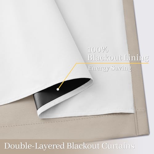 Natural Blackout Curtains 96 Inches Long for Bedroom 50" Wide 2 PCS (50"W x 96"L (Pack of 2) / Natural With White Backing)