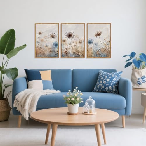 Dandelion Wall Art Framed Canvas Wall Art Set Of 3 (Dandelion)
