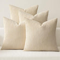 Soft Corduroy Decorative Throw Pillow Covers Beige 18x18 (18" x 18" (Pack of 4) / Beige)