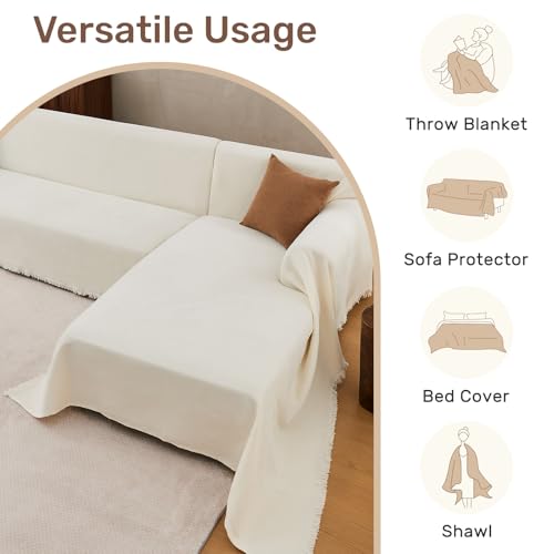 2 Pieces Sectional Couch Covers L Shaped Cover L Cream White (Cream White / 71"×102"+71"×110")