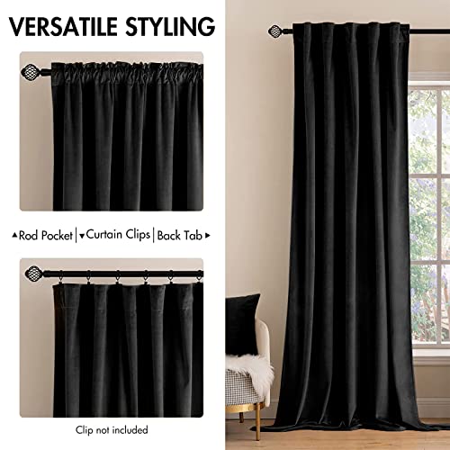 Black Velvet Curtains 52x96 inches 2 Panels Luxury Blackout Curtains (Black / 52"W x 96"L (Pack of 2))