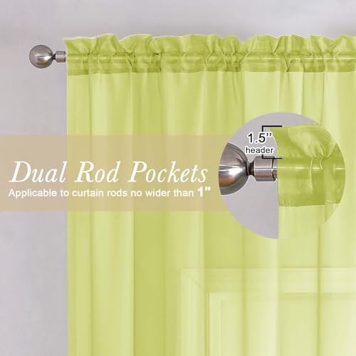 Lemon Sheer Curtains for Living Room 54 Inch Length 2 Pcs (Lemon / 42"W x 54"L (Pack of 2))