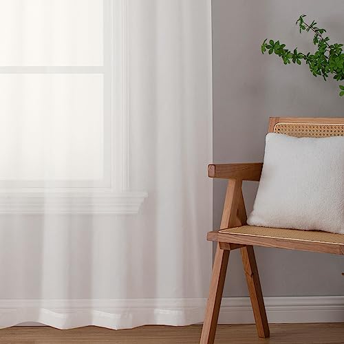 Ivory Sheer Curtains 96 Inches Long (Ivory / 42"W x 96"L (Pack of 2))