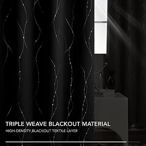 Living Room Curtains 84 Inches Long (Black/Wave Dots / 52"W x 84"L (Pack of 2))