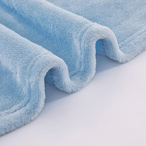Light Blue Fleece Plush Throw Blanket 50"x60"for Couch Fuzzy Cozy Flannel (Light Blue / Throw(50"×60"))