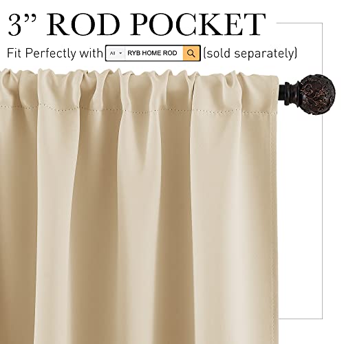 Short Privacy Curtains 30 inch Long for Bathroom Window (Biscotti Beige / 42"W x 30"L (Pack of 2))