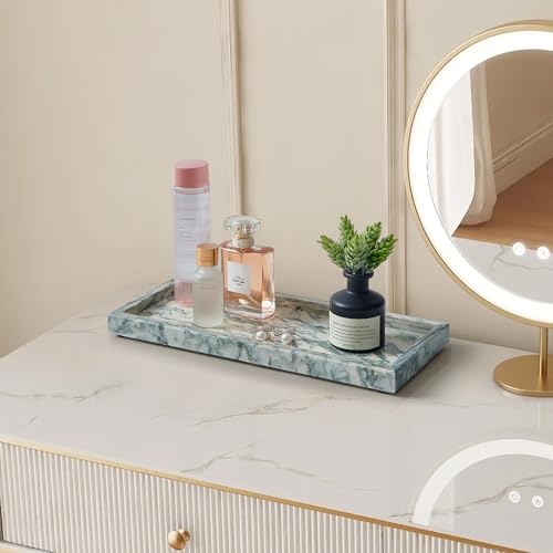 Natural Marble Vanity Tray (Cyan-green / 11.8" x 5.1" x 0.8")