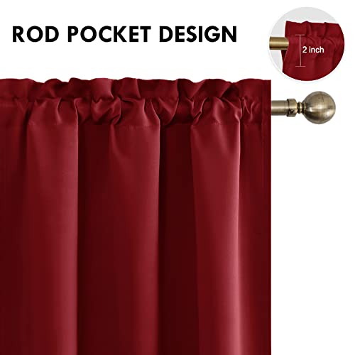 Blackout Curtains for Bedroom Living Room 38 x 45 Inch Long Burgundy (Burgundy / 38"W x 45"L (Pack of 2))