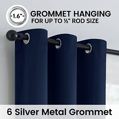 Navy Blue 100% Blackout Curtains Room Darkening Living Room 63 (Navy Blue / 42"W x 63"L (Pack of 2))