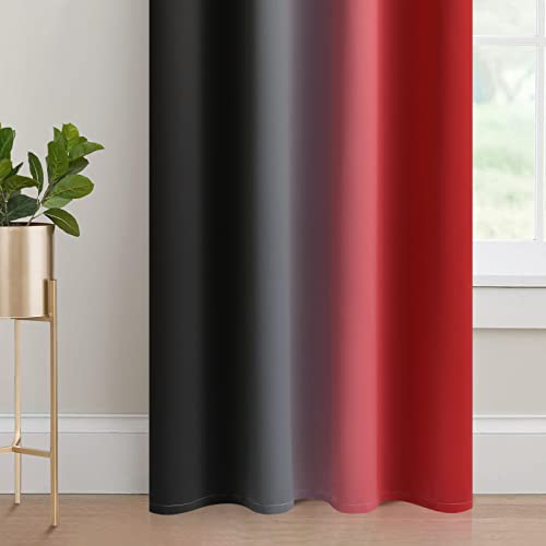 Red Black Ombre Curtains 52x36 Inche Long 2 (52"W x 36"L (Pack of 2) / Red and Black)