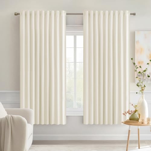 Birch Back Tab Blackout Curtains 52x63 Inches Long 2 Panels Set (Birch / 52"W x 63"L (Pack of 2))