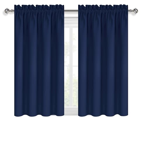 Blackout Curtains for Bedroom 42 x 45 Inch Long Navy Blue 2 Panels (Navy Blue / 42"W x 45"L (Pack of 2))