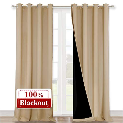 Thermal Insulated 100% Blackout Curtains (Biscotti Beige / 52"W x 120"L (Pack of 2))