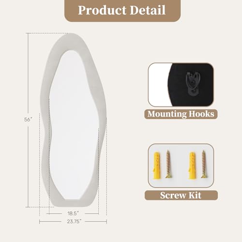 Wall Mirror 56"x24" (Irregular-beige / 56"L x 24"W)