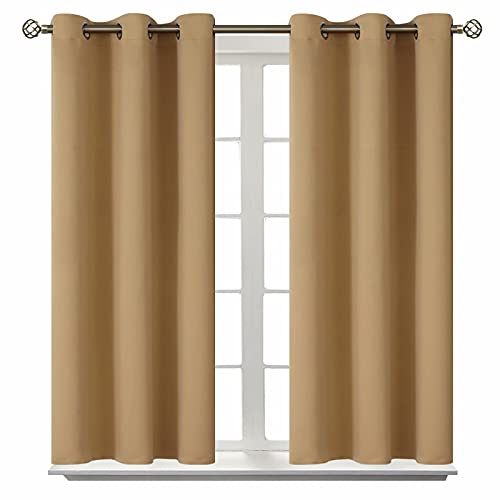 Short Curtains for Small Window 54 Inch Long (Khaki / 38"W x 54"L (Pack of 2))