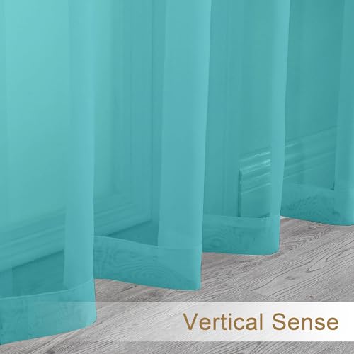 Sheer Turquoise Tier Curtains 24 Inch Length (Turquoise / 42"W x 24"L (Pack of 2))