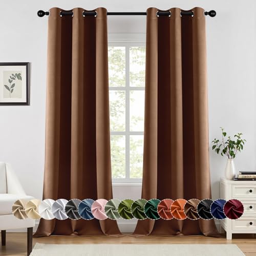 Blackout Curtains for Bedroom 2 Panels 40 x 96 Inch Cappuccino Brown (Cappuccino Brown / 40"W x 96"L (Pack of 2))
