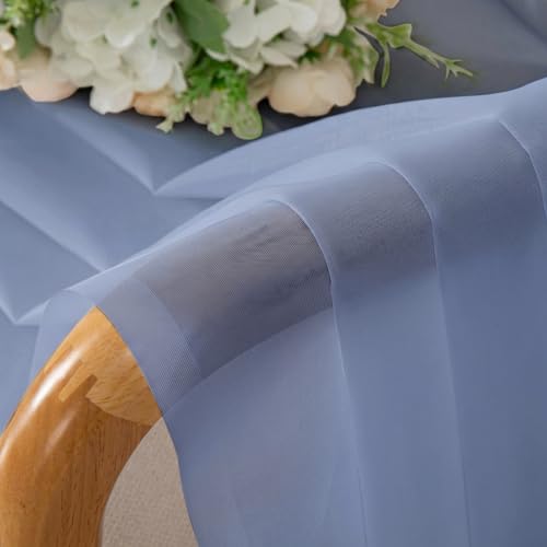 Sheer Valances for Windows (Denim Blue / 42"W x 14"L (Pack of 2))