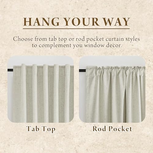 100% Blackout Linen Curtains 84 inches Long 2 Panels Set (Z - Beige / 52"W x 84"L (Pack of 2))