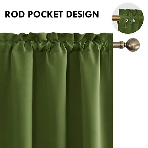 Blackout Curtains for Bedroom 38 x 72 Inch Long Olive Green 2 Panels (Olive Green / 38"W x 72"L (Pack of 2))
