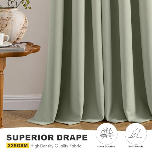 Blackout Curtains for Bedroom 2 Panels 50 x 63 Inch Long Sage Green (Sage Green / 50"W x 63"L (Pack of 2))