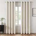 Beige White Blackout Bedroom Curtains Drapes 96 Inch Long 52"x96" (Beige White / 52"W x 96"L (Pack of 2))