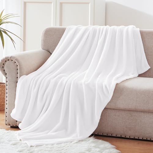 Soft Large Fleece Throw Blanket for Couch (Pure White / Throw XL (50" x 70"))