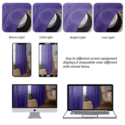 Purple Sheer Valances for Windows (Purple / 42"W x 16"L (Pack of 2))
