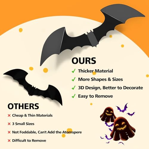 100Pcs Bats Halloween Decorations (Black)