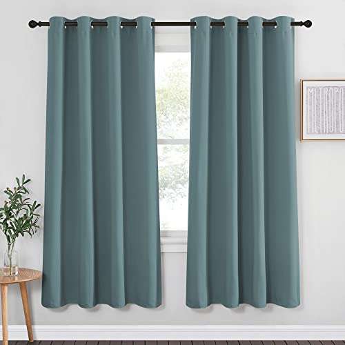 Blackout Curtain for Bedroom 72 inch Length (Greyish Blue / 52"W x 72"L (Pack of 1))