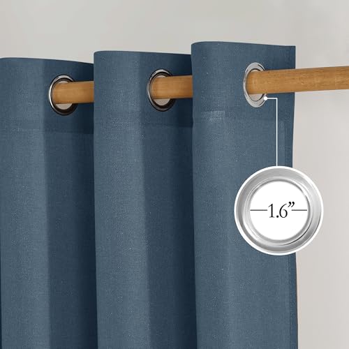 Navy Blue Linen Curtains for Kitchen (Navy Blue / 55"W x 84"L (Pack of 2))