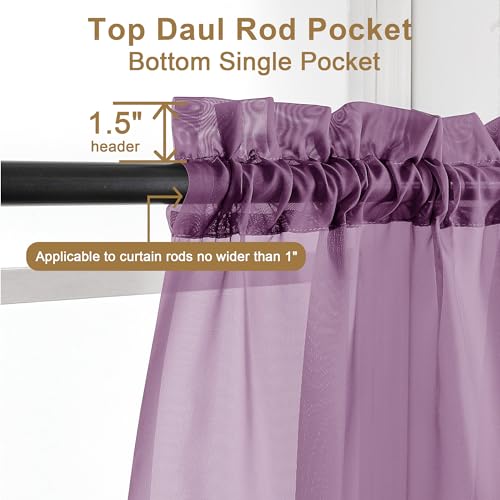Plum Sheer Curtains 96 inches Long 2 Panels (Plum / 42"W x 96"L (Pack of 2))