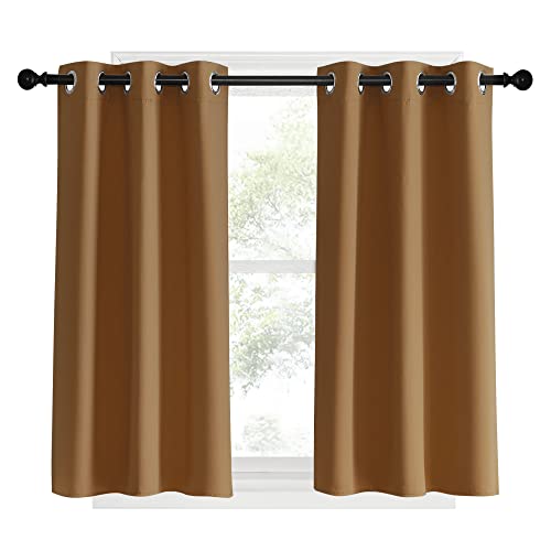 Window Curtains Blackout Drapes (Gold Brown / 34"W x 40"L (Pack of 2))
