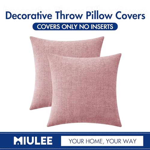 Soft Chenille Throw Pillow Covers Blush Pink 18x18 Inch Pack of 2 (18" x 18" (Pack of 2) / Blush Pink)