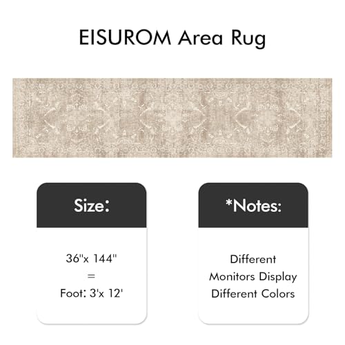 3x12 Washable Hallway Runners (Natural Beige / 3x12)