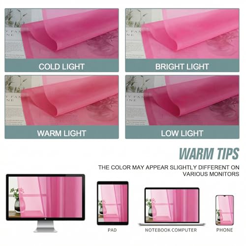 Sheer Curtains 63 Inch Length 2 Panels (42"W x 63"L (Pack of 2) / Hot Pink)