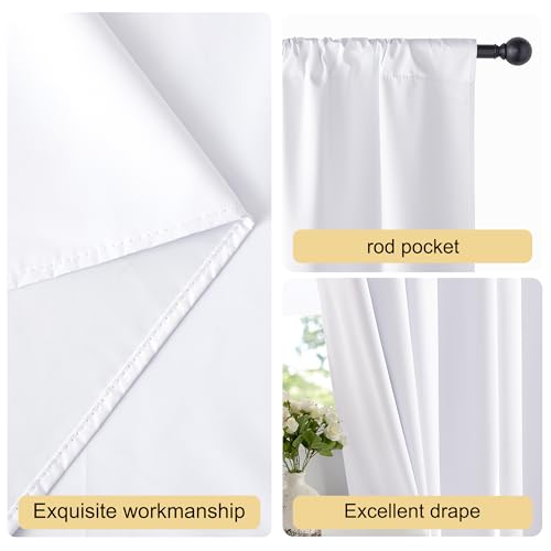 Bedroom 100% Blackout Curtains (Snow White / 34"W x 40"L (Pack of 2))