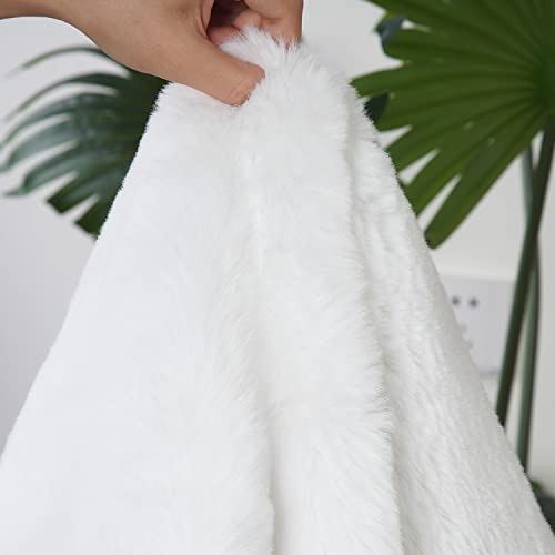 Faux Rabbit Fur Round Rug 6ft White Round Rugs for Bedroom Decor Fluffy Area Rugs for Living Room (White / 6' (Round))