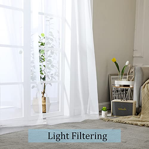 White Sheer Curtains 84 inches Long 2 Panels Set for Living Room (White / 42"W x 84"L (Pack of 2))