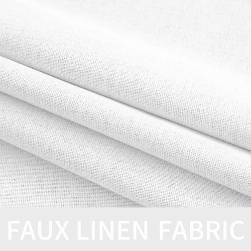 100% Blackout Linen Curtains for Bedroom 52x54 Inches Bright White (Bright White / 52"W x 54"L (Pack of 2))