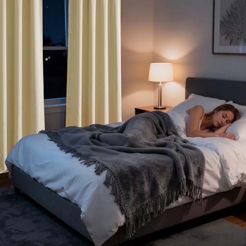 Bedroom Blackout Curtains 84 inches Long (100% Blackout - Biscotti Beige / 42"W x 84"L (Pack of 2))
