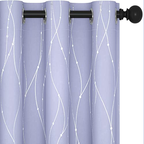 Living Room Curtains 63 Inches Long (Light Purple/Wave Dots / 42"W x 63"L (Pack of 2))