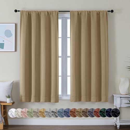 Ava Taupe Short Blackout Curtains 54 Inches Long 2 Panels (Taupe / 40"W x 54"L (Pack of 2))