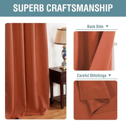 Ultra Soft Blackout Curtains for Bedroom 84 Inches Thermal Insulated Window Curtain for Living Room (52"W x 84"L (Pack of 1) / Orange)